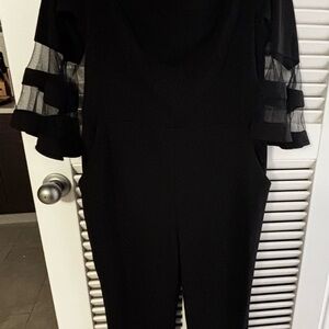 Premier Black Jumpsuit with Mesh Sleeves